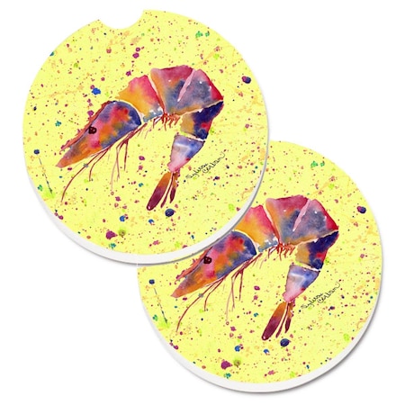 Carolines Treasures Shrimp Set of 2 Cup Holder Car Coaster 8454CARC
